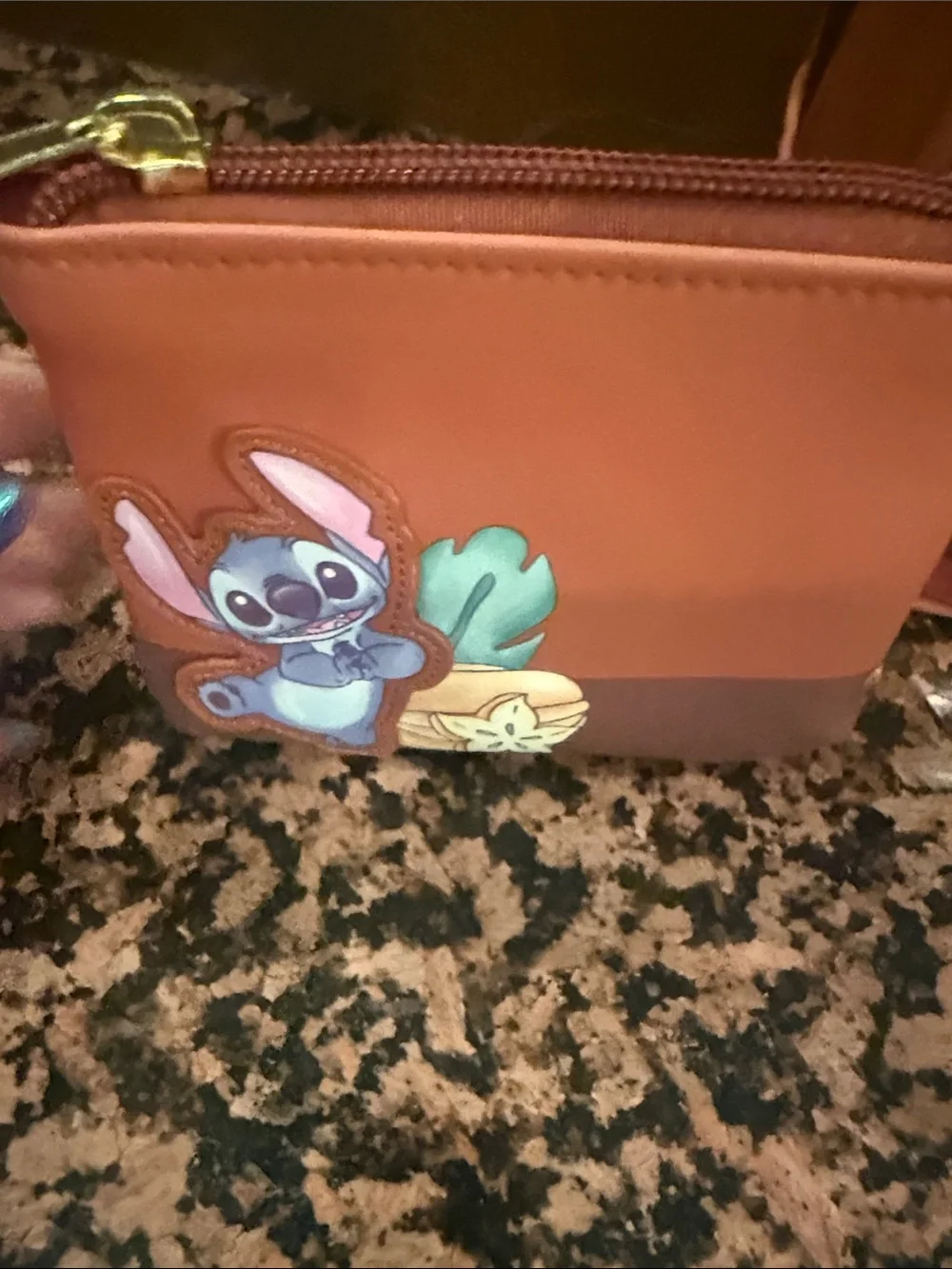 Disney Terracotta Cosmetic Pouch Trio with Blue Stitch Artwork
